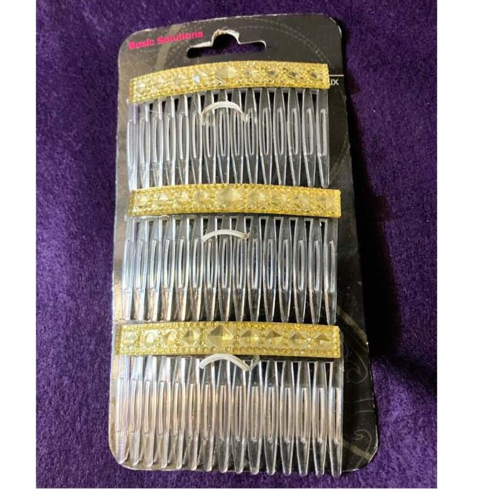 GOLD TONED HAIR COMBS – 3 PCS (NEW WITH TAG)